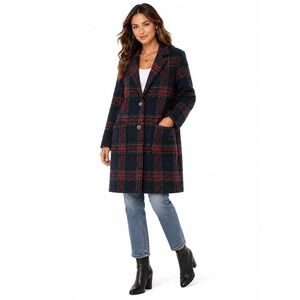 Old Navy Plaid Wool Blend Coat Jacket Button Front Womens Medium Workwear Winter